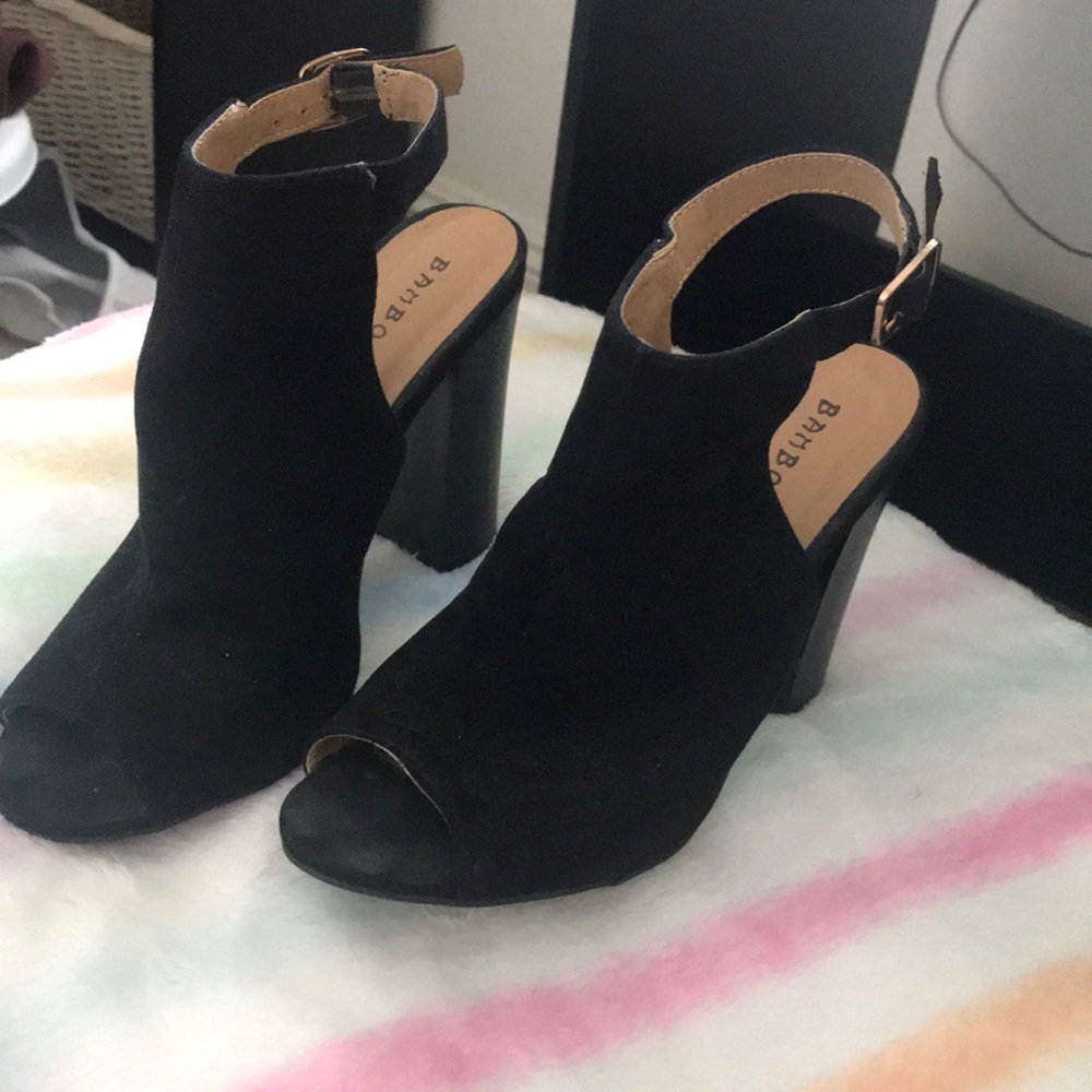 Black open toe heels